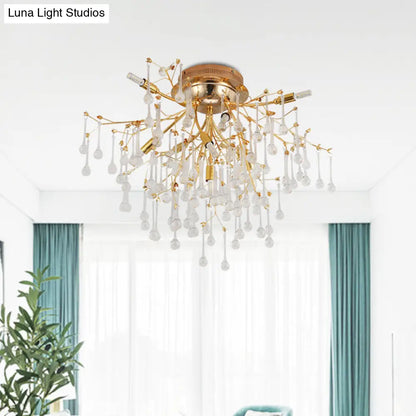 Lámpara de techo semiempotrada DecorBites™ Cascade para dormitorio, estilo tradicional, de cristal, 10 luces - Dorada