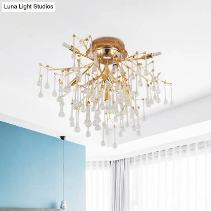 Lámpara de techo semiempotrada DecorBites™ Cascade para dormitorio, estilo tradicional, de cristal, 10 luces - Dorada