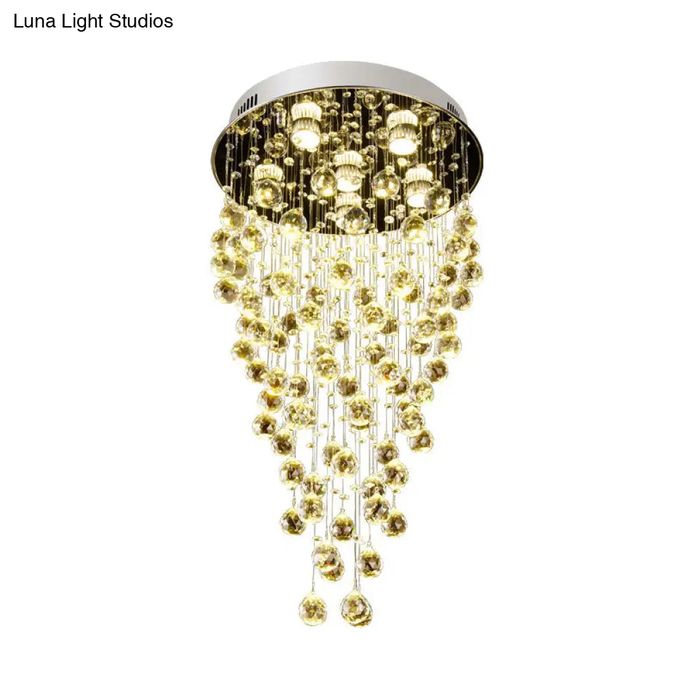 Lámpara de techo empotrada DecorBites™ Cascade de cristal - Diseño facetado contemporáneo (6 cabezales) Níquel