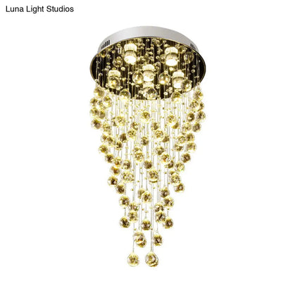 Lámpara de techo empotrada DecorBites™ Cascade de cristal - Diseño facetado contemporáneo (6 cabezales) Níquel