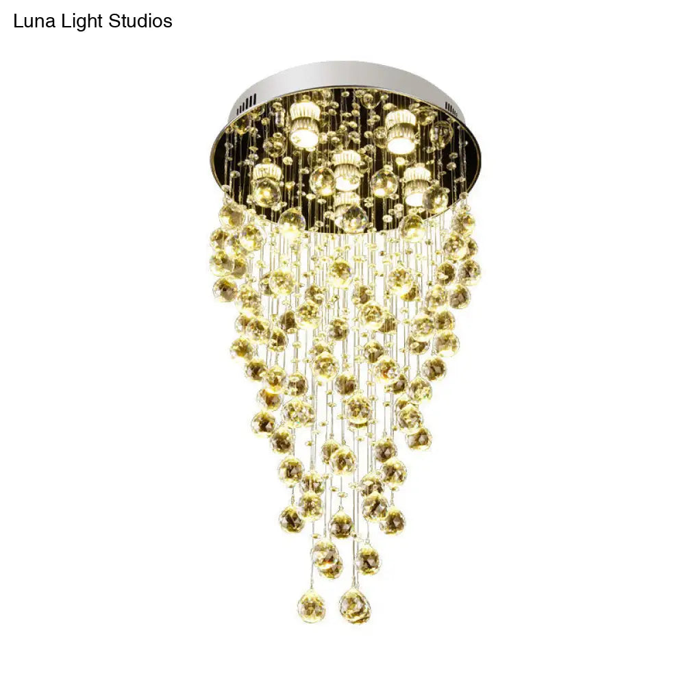 Lámpara de techo empotrada DecorBites™ Cascade de cristal - Diseño facetado contemporáneo (6 cabezales) Níquel