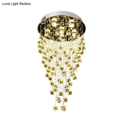 Lámpara de techo empotrada DecorBites™ Cascade de cristal - Diseño facetado contemporáneo (6 cabezales) Níquel