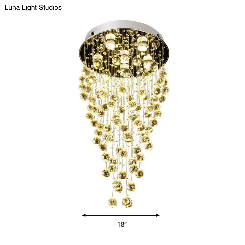 Lámpara de techo empotrada DecorBites™ Cascade de cristal - Diseño facetado contemporáneo (6 cabezales) Níquel