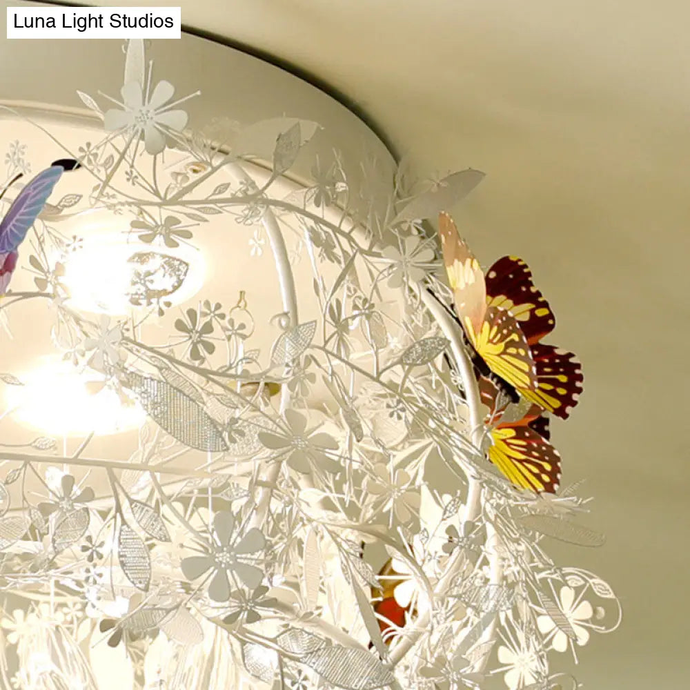 DecorBites™ DecorBites™ Cascade Teardrop Crystal Ceiling Light - 18"/23.5" Wide, Contemporary 5 Heads, Nickel Flush Mount