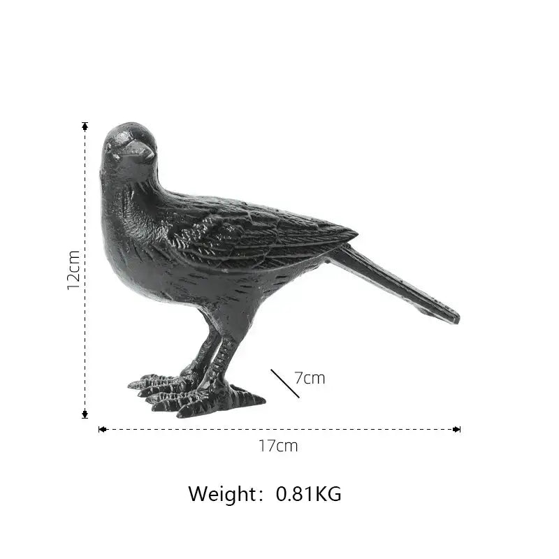 Black cast iron bird decoration 12cm tall elegant iron bird figurine for stylish living room display