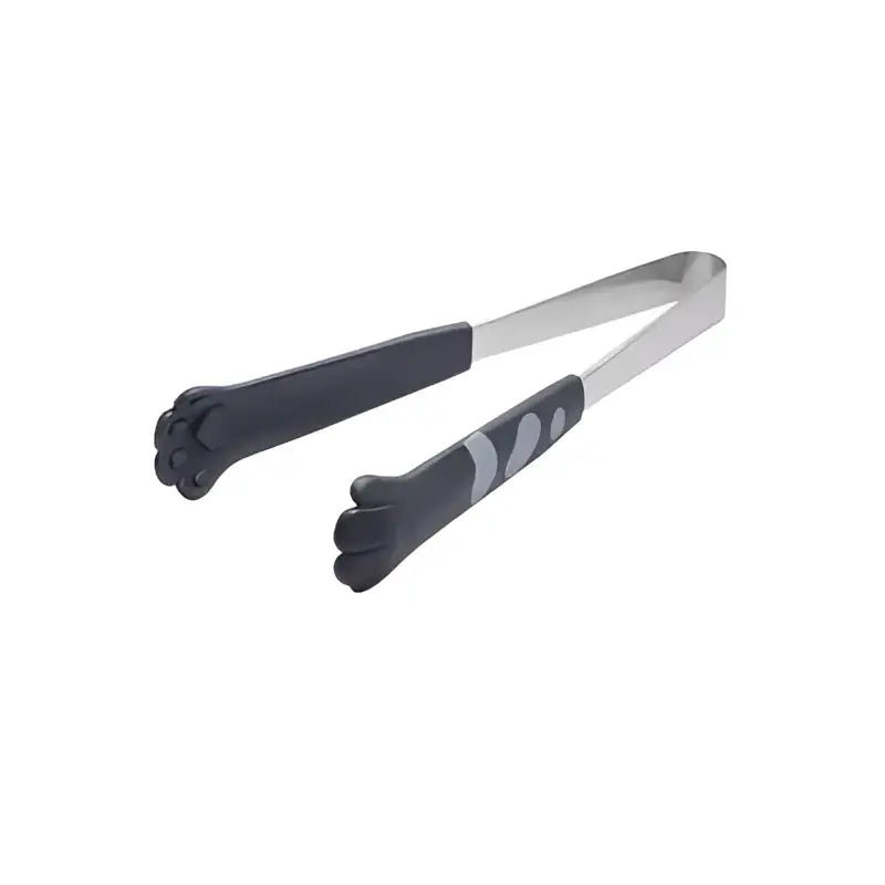 Black cat paw stainless steel food tongs with metallic silver handle for kitchen gadgets and serving