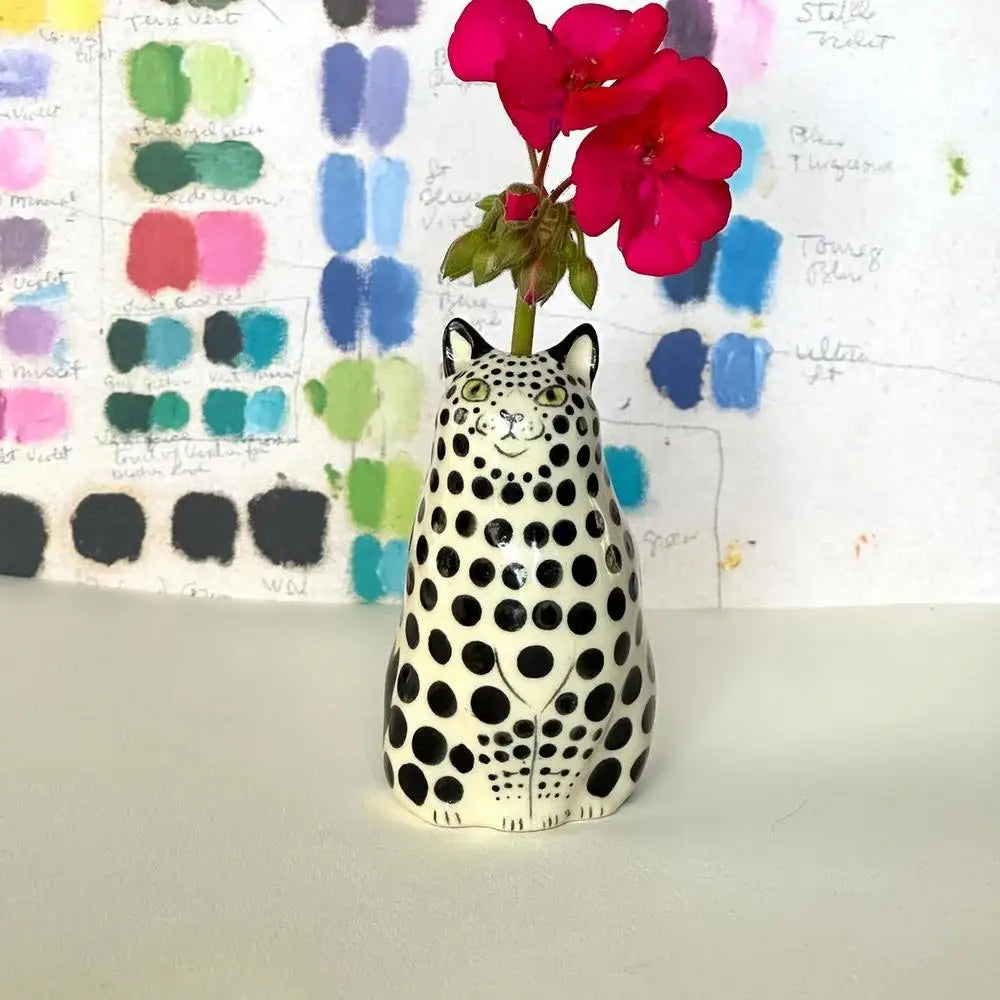 Cat Polka Dot Resin Flower Bud Vase