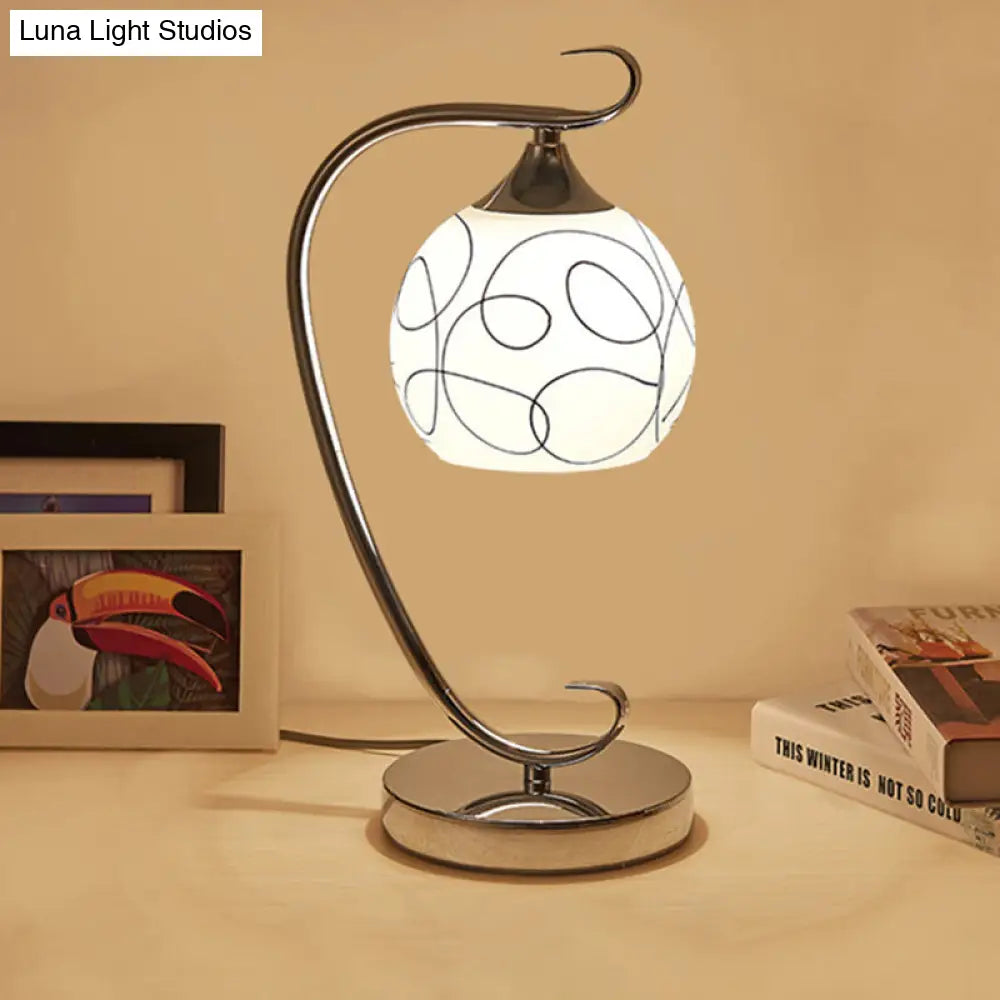 Caterina - Classic White Glass Orb Shape Study Room Reading Lamp