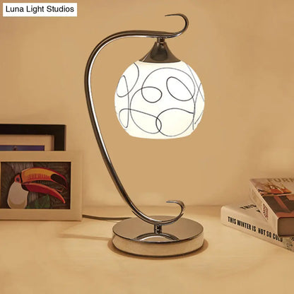 Caterina - Classic White Glass Orb Shape Study Room Reading Lamp