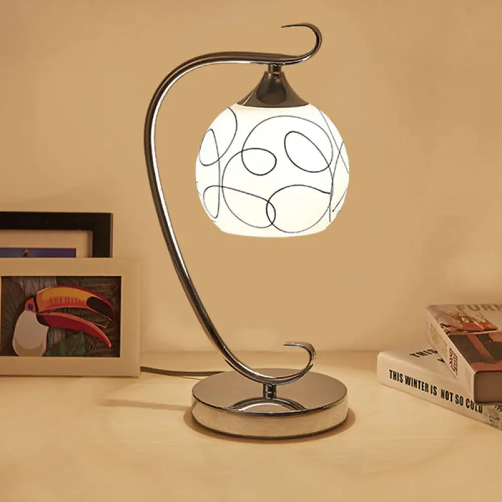 Caterina - Classic White Glass Orb Shape Study Room Reading Lamp
