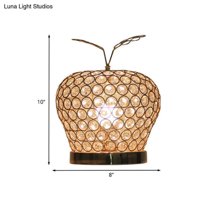 Caterina - Modern Crystal Apple Night Stand Lamp Modern Creative 1-Light Hotel Table Lighting in Silver