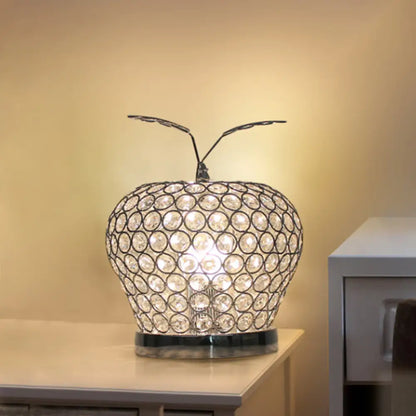 Caterina - Modern Crystal Apple Night Stand Lamp Modern Creative 1-Light Hotel Table Lighting in Silver