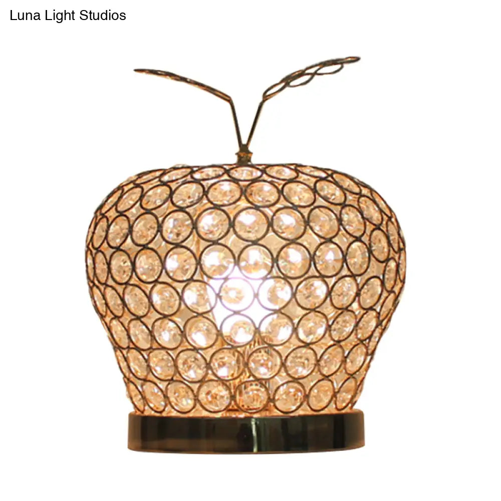 Caterina - Modern Crystal Apple Night Stand Lamp Modern Creative 1-Light Hotel Table Lighting in Silver