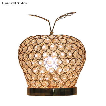 Caterina - Modern Crystal Apple Night Stand Lamp Modern Creative 1-Light Hotel Table Lighting in Silver