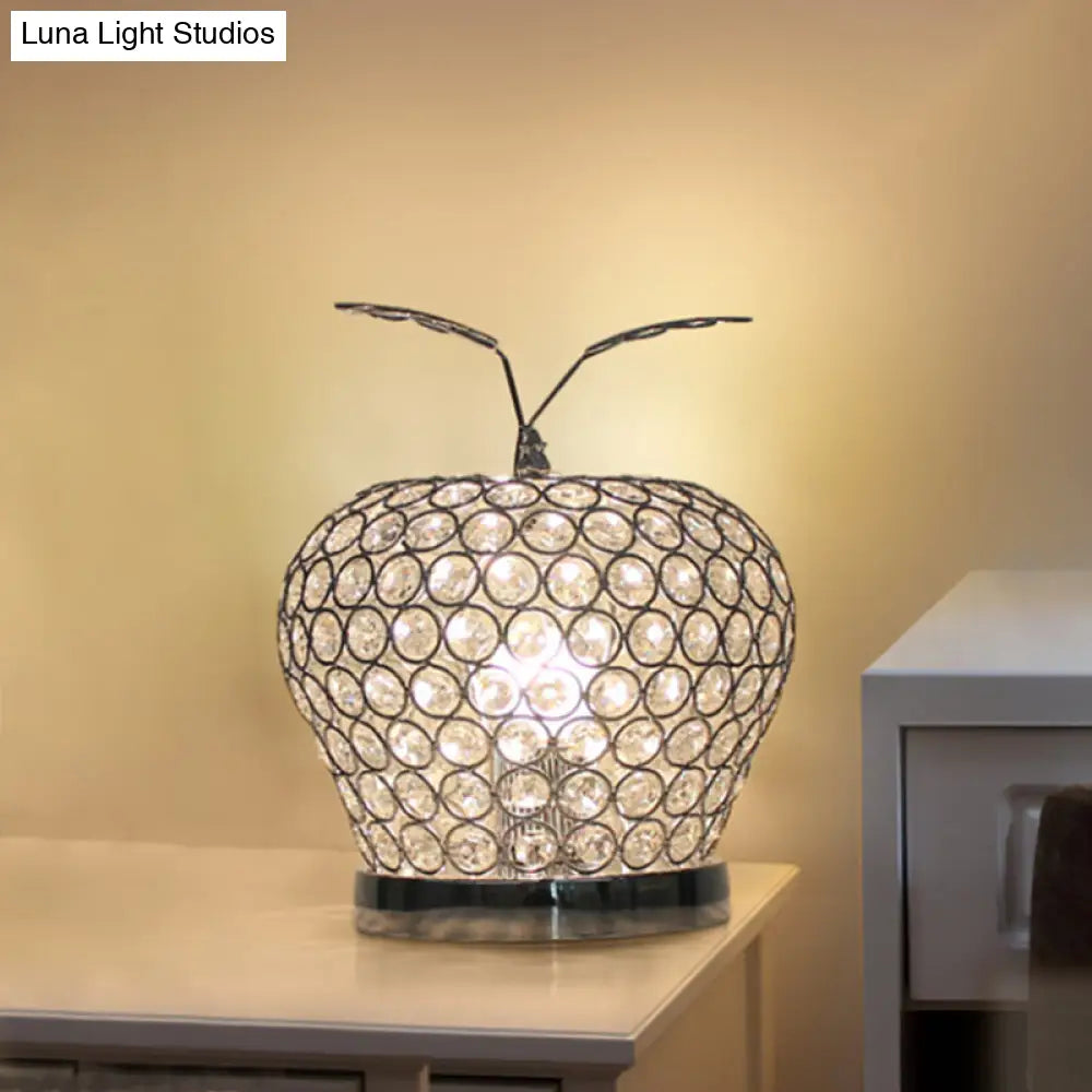 Caterina - Modern Crystal Apple Night Stand Lamp Modern Creative 1-Light Hotel Table Lighting in Silver