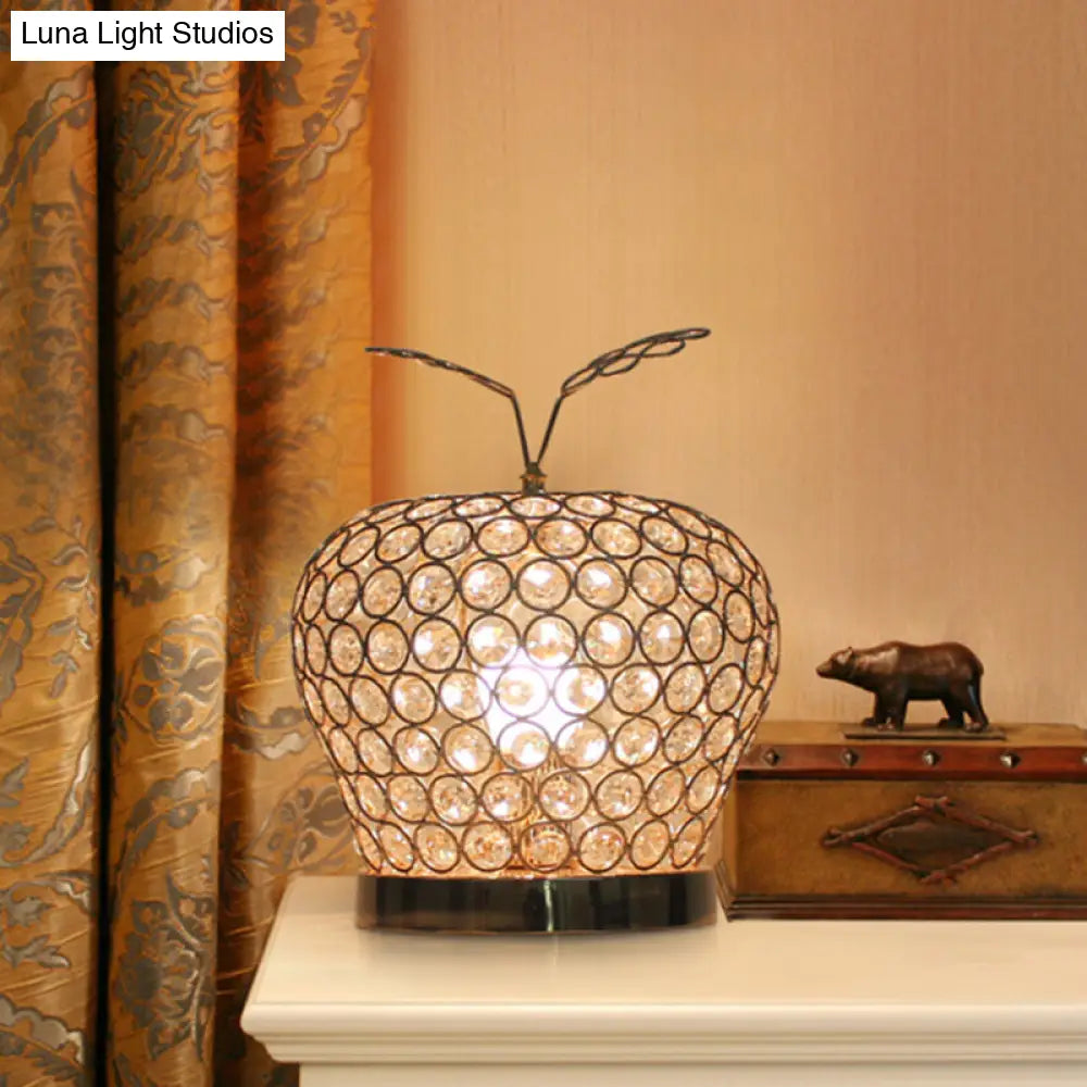 Caterina - Modern Crystal Apple Night Stand Lamp Modern Creative 1-Light Hotel Table Lighting in Silver