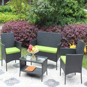 Green Rattan Patio Set