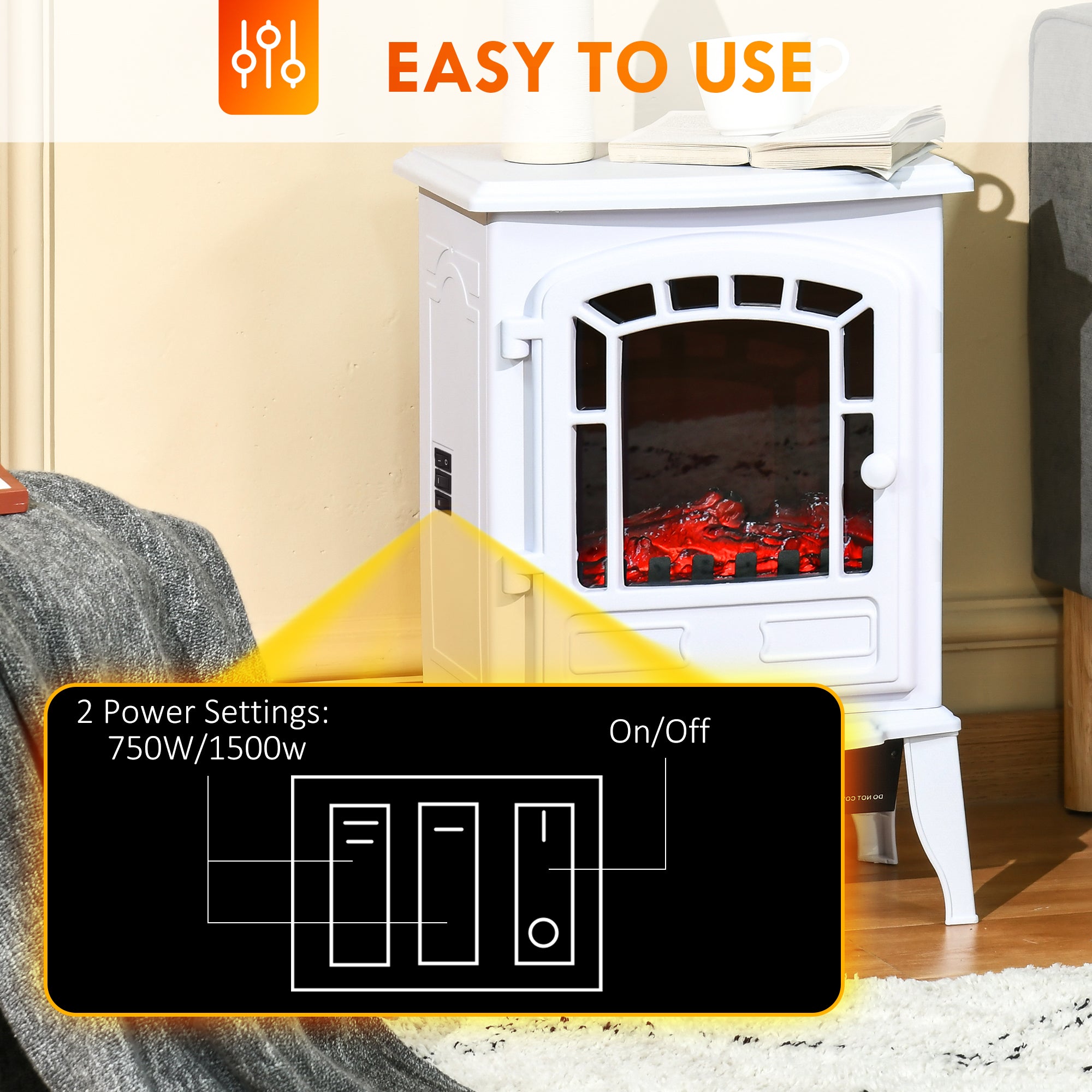 Freestanding Electric Fireplace Heater