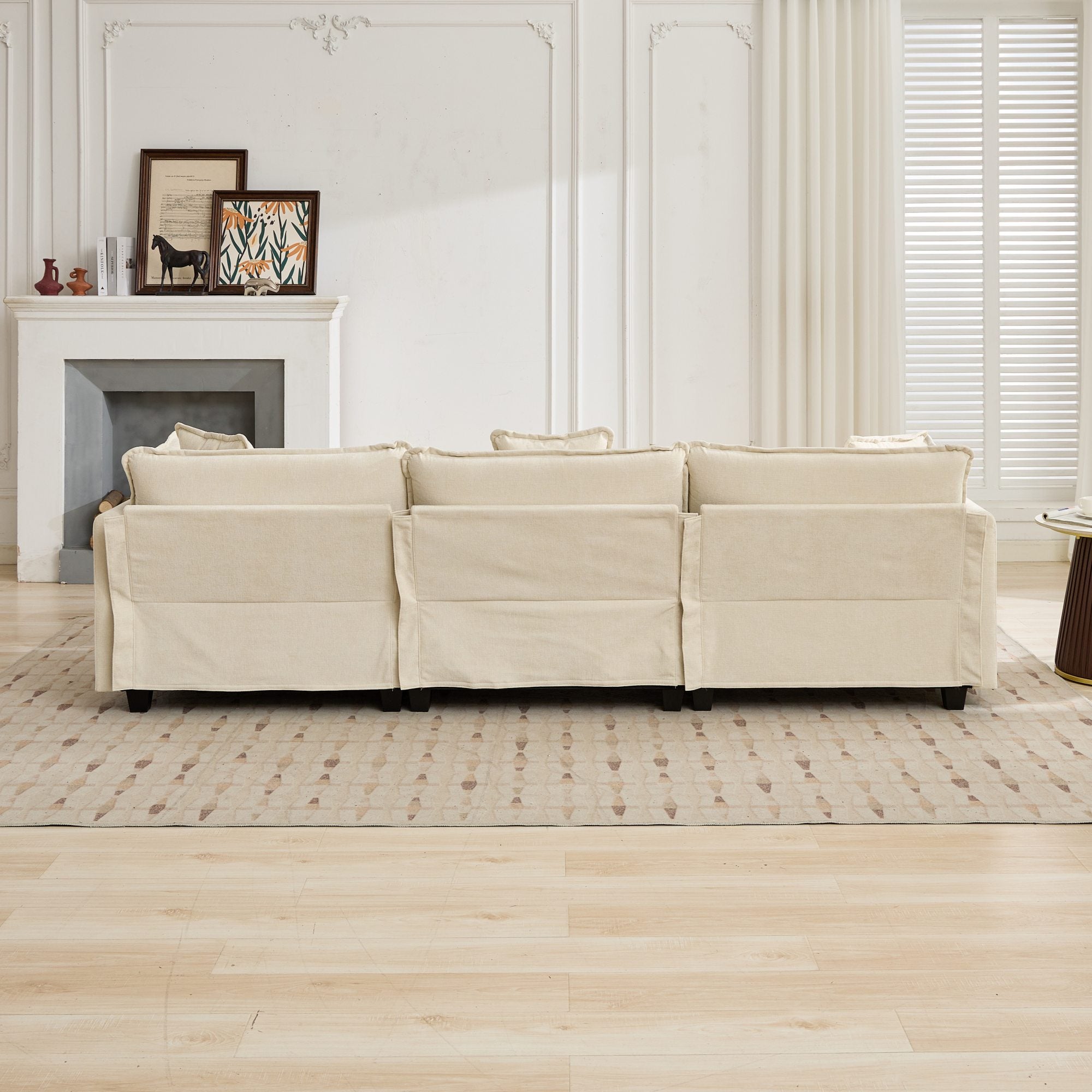 Sofá Nube Dos Asientos El Cojín En El Reposabrazos No Incluido, Sofá Seccional Moderno, Para Apartamento, Cojín de Asiento Tapizado en Doble Capa Cómodo, Tejido de Chenilla Transpirable, Beige, SW504ABG