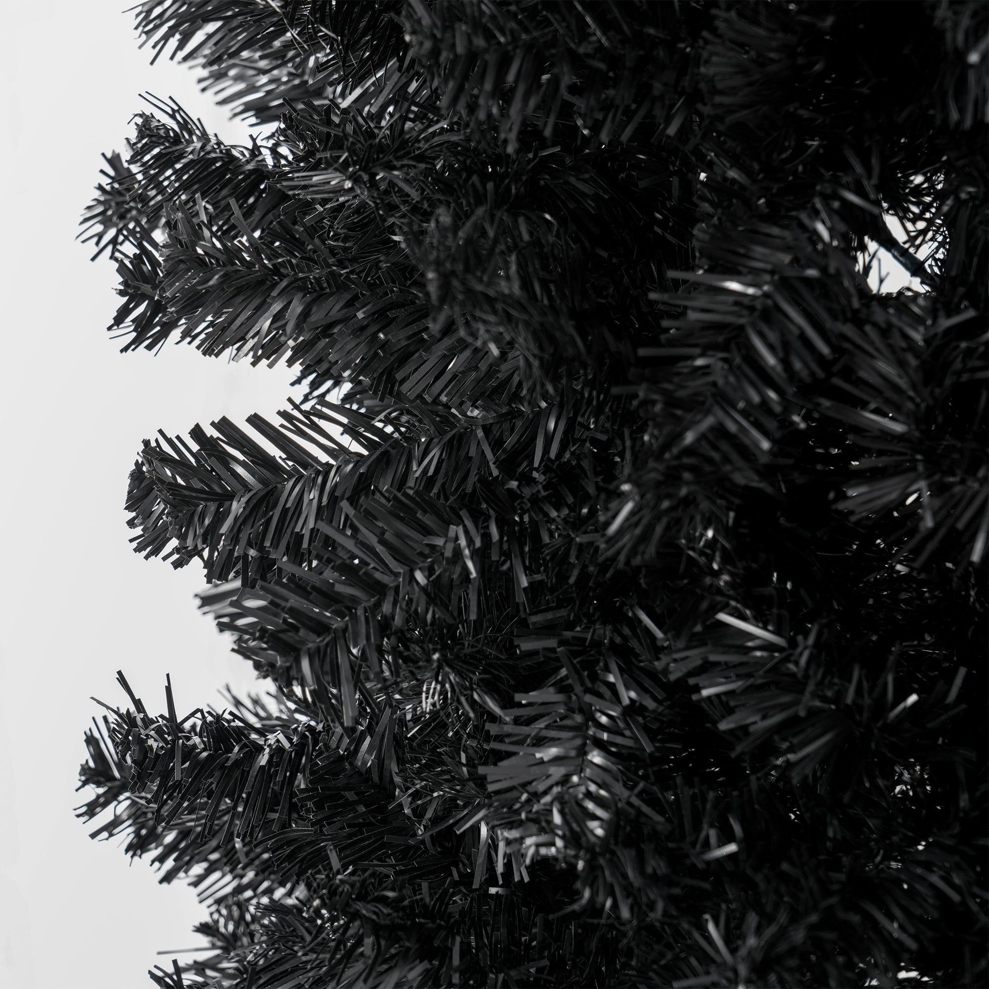 Árbol de Navidad en Forma de Lápiz HOMCOM de 8 pies, Árbol de Navidad Artificial Sin Luces Delgado de Abeto Douglas para Navidad con Ramas Realistas, Árbol de Halloween con 1168 Puntas, Negro