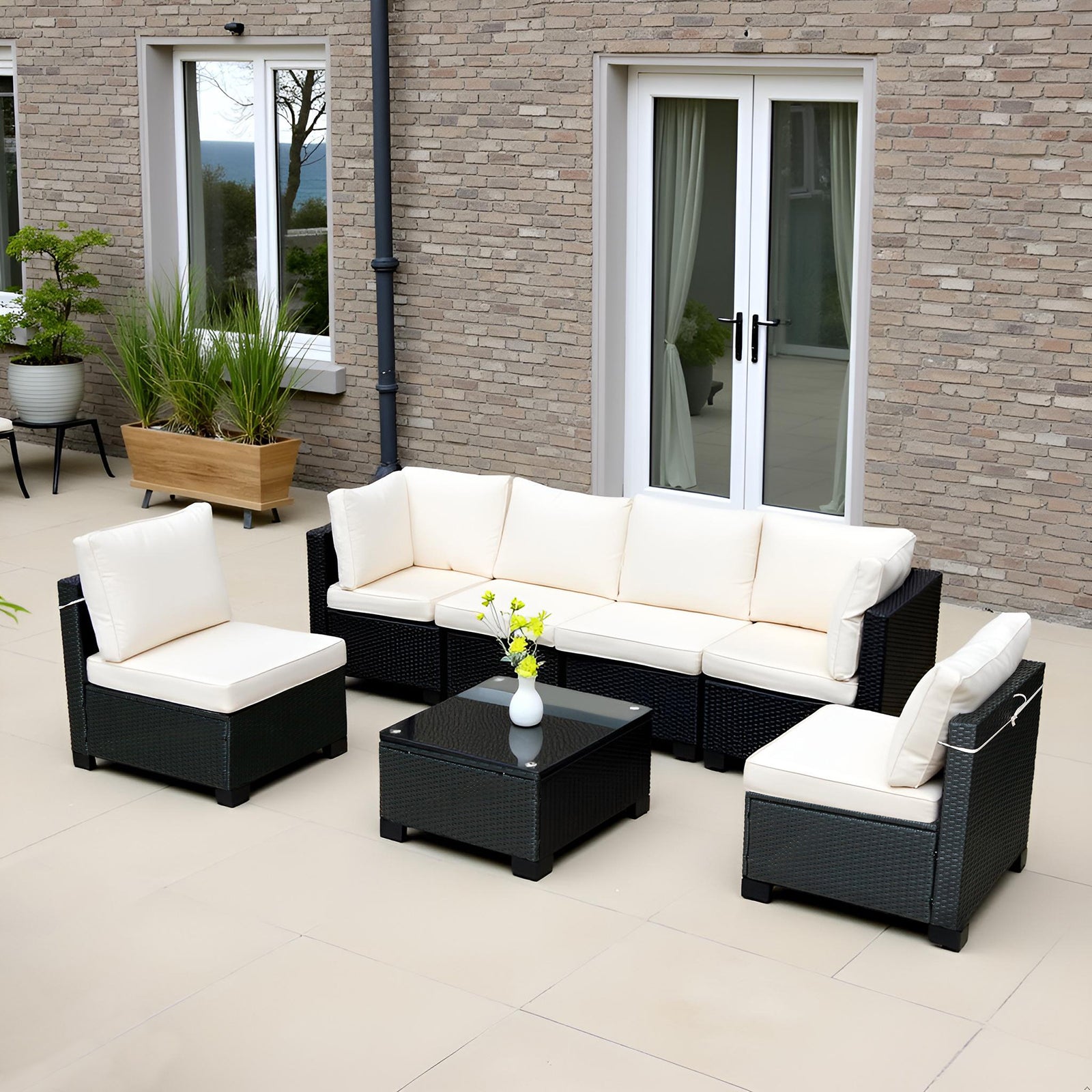 Black Rattan Outdoor Sofa