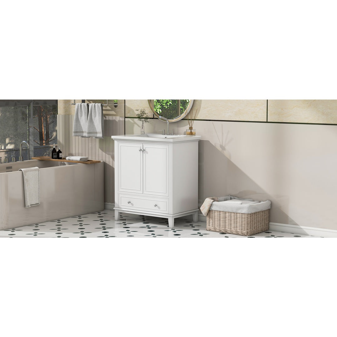 White Bathroom Vanity with Sink Combo, 30"