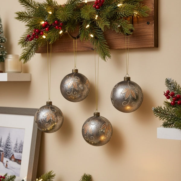 4-piece 4.7-inch Christmas Ball Ornaments, Glass Hanging Decorations For Holiday Tree And Party Decor, FBA Shipped, Prohibited From Sale On The Temu Platform