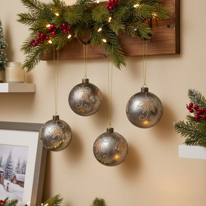 4-piece 4.7-inch Christmas Ball Ornaments, Glass Hanging Decorations For Holiday Tree And Party Decor, FBA Shipped, Prohibited From Sale On The Temu Platform