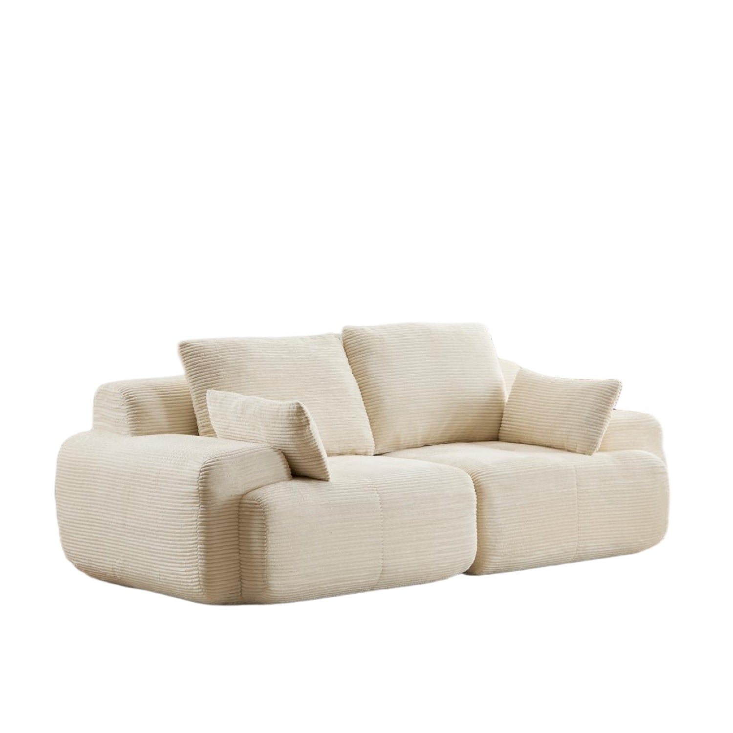 Sofá Comprimido de Espuma de Memoria Moderna, Sofá Seccional Grande de 2 Plazas para Sala de Estar, Sofá Seccional Modular Nube Amigable con Mascotas, Tela de Corduroy, Loveseat Extra Profundo, Sin Ensamblaje Requerido, Beige