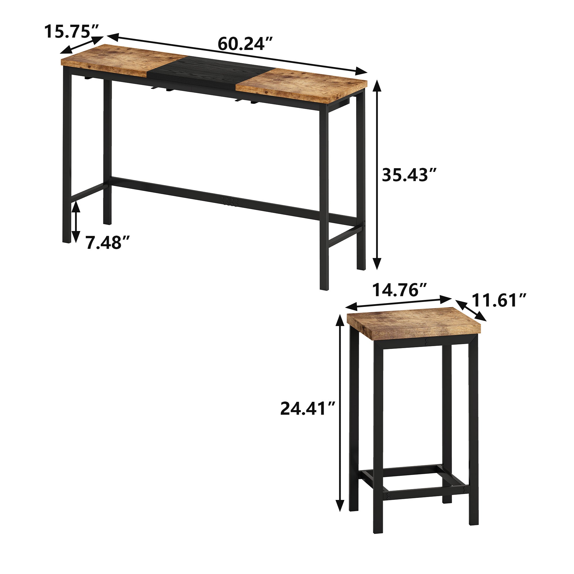 Natural Black Dining Table