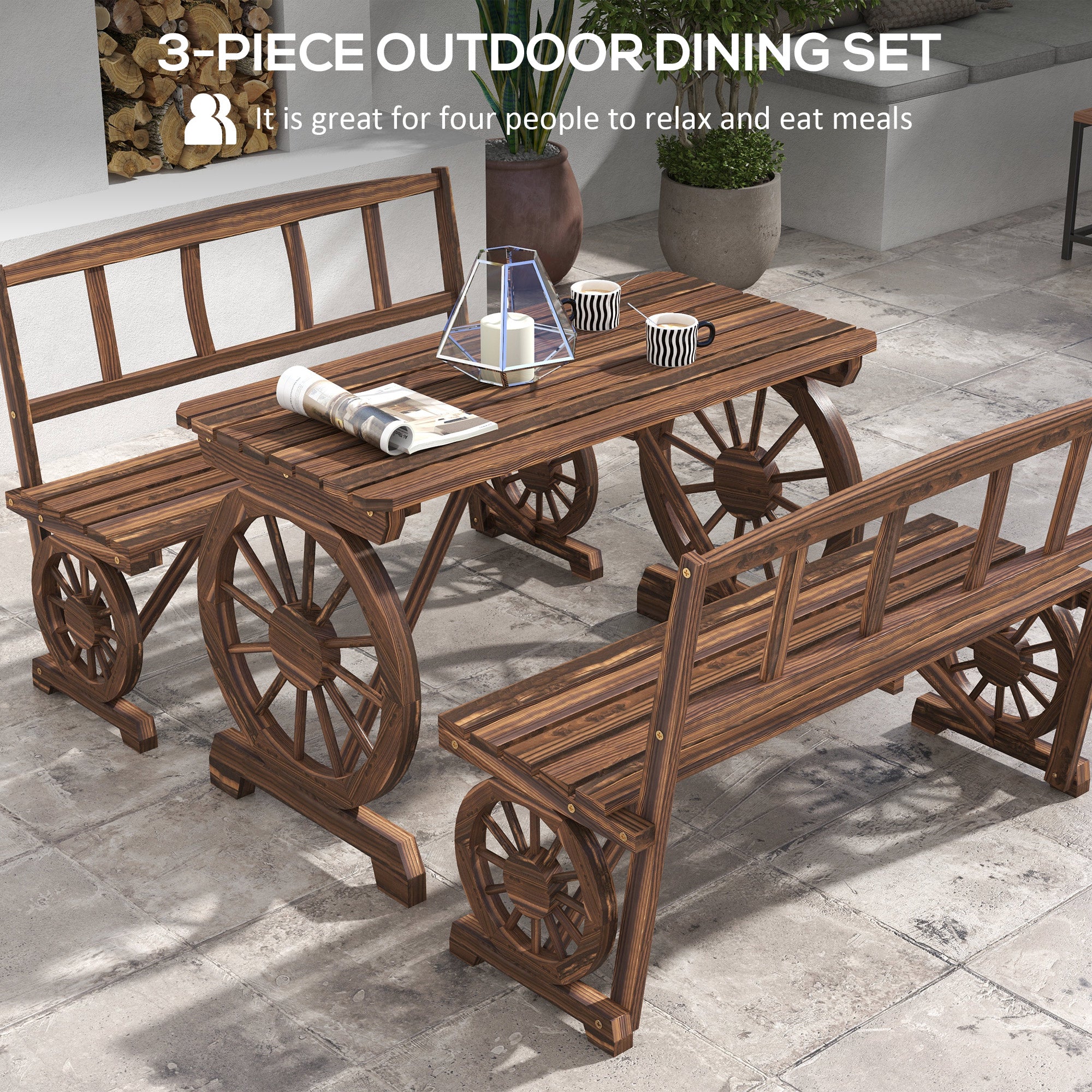 Carbonized Rustic Patio Set