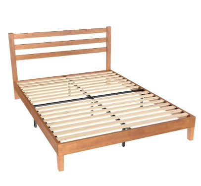 Solid Wood Bed Frame - Mattress Base With Headboard, No Spring Box Required, 1100 Pounds Of Sturdy Wooden Strips For Support