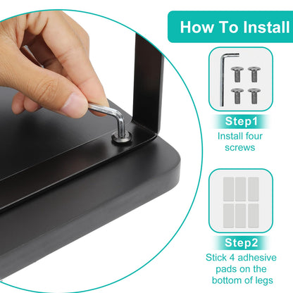 1Pc Wooden Metal Potty Stool  6.69in In Bathroom Toilet Stool For Children Rustproof Anti-Slip Poop Stool Black