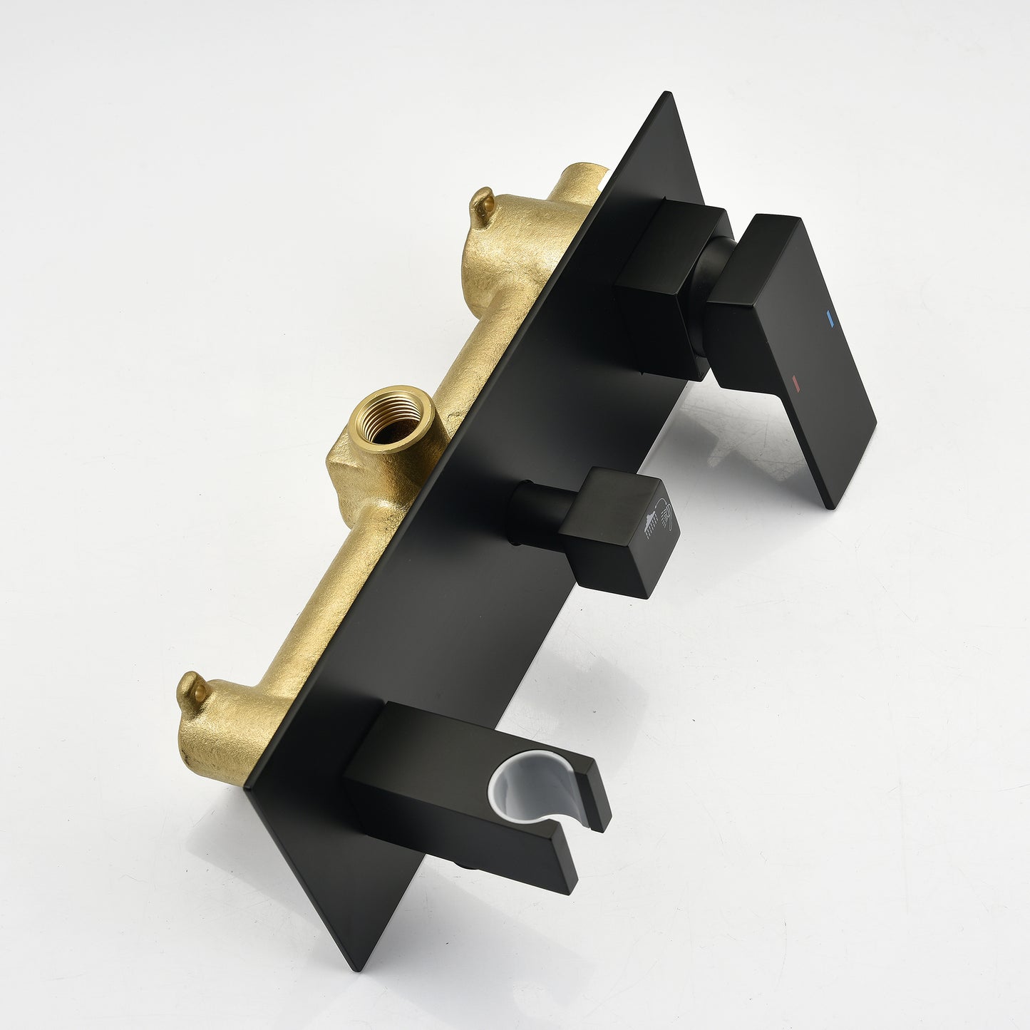 Brass Matte Black Shower Faucet With Shower System, 10 Inch Shower Head And Handheld Spray Bathroom Deluxe Faucet Combination