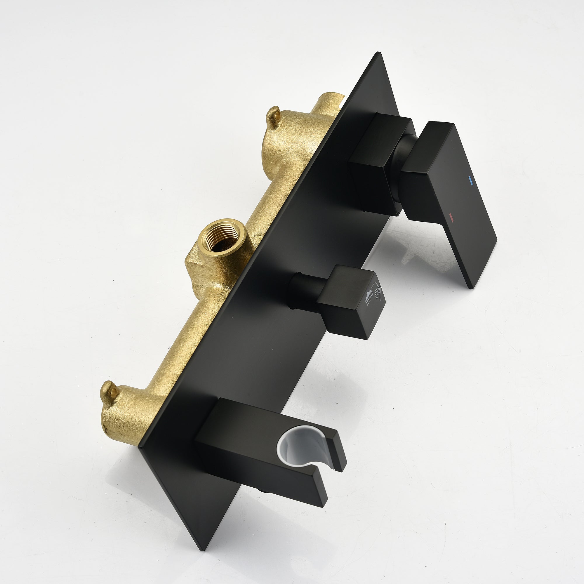 Grifo de Ducha en Latón Negro Mate con Sistema de Ducha, Cabezal de Ducha de 10 Pulgadas y Pulverizador Portátil, Combinación de Grifo de Baño Deluxe