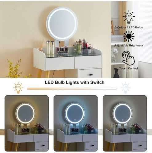 White Glass Vanity Table