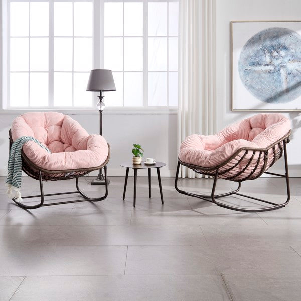 Pink Rattan Rocking Chair