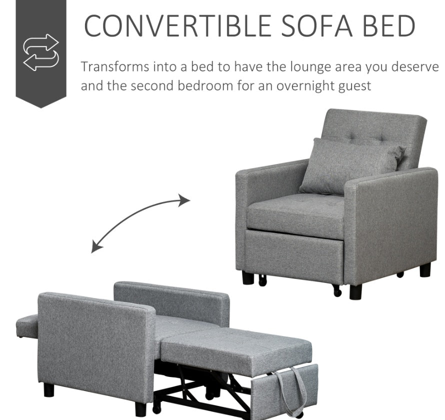 Gray Convertible Chair Bed