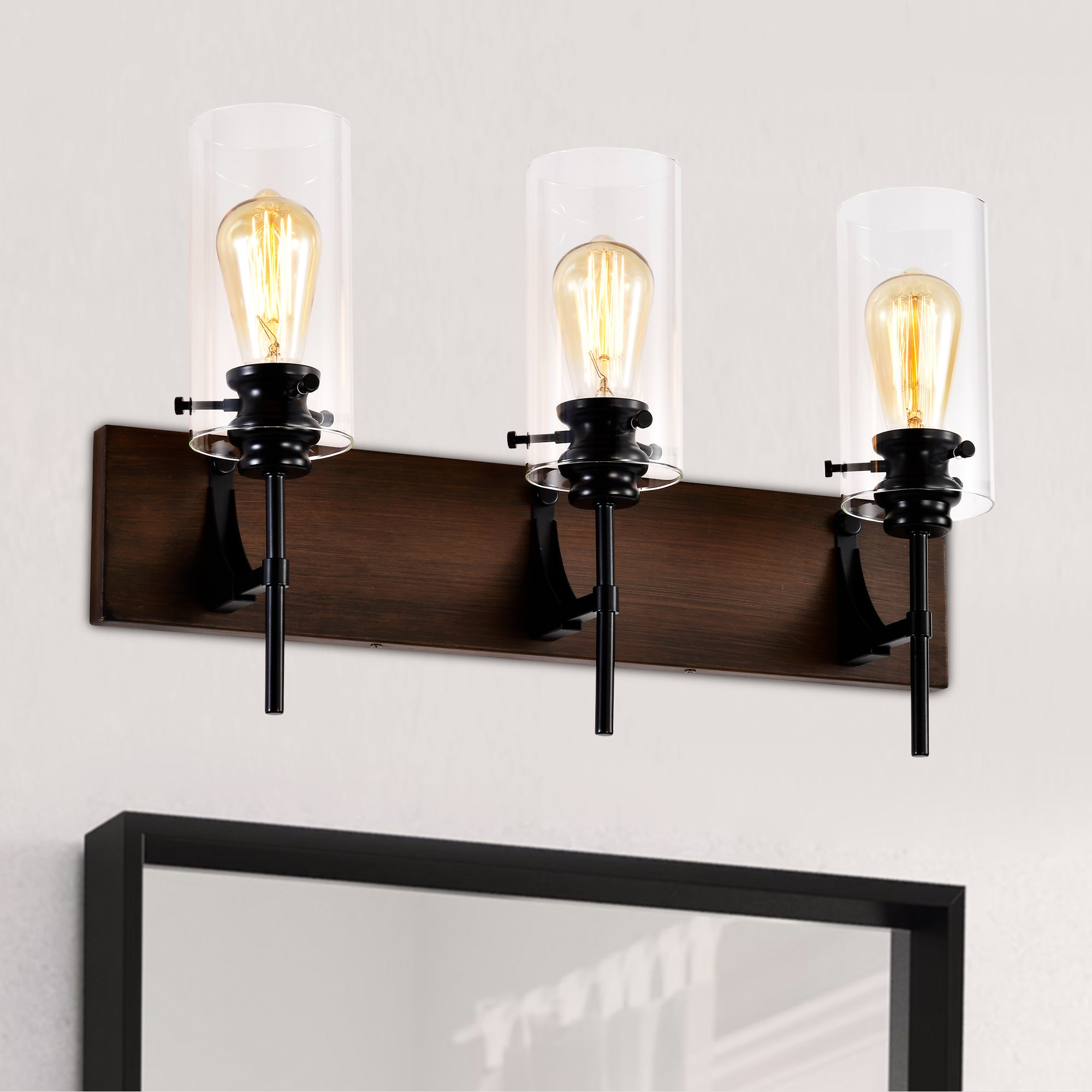 Black Glass 3-Light Vanity Fixture
