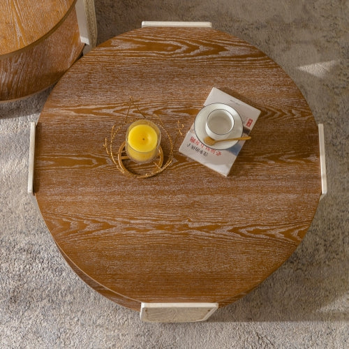 Geschnitzter Holztisch für Kaffee, Retro-Beistelltisch mit doppellagiger Aufbewahrung, Kleiner Beistelltisch für das Wohnzimmer, Palaststil-Nachttisch für kleine Räume