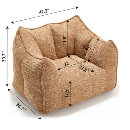 Compressed Plush Bean Bag Sofa Couch- High-Resilience Foam Filled, Ultra-Soft Boucle Lounge Chair For One Or Two People, Cozy Living Room Seating For Reading, Gaming & Relaxing, Space-Saving Vacuum