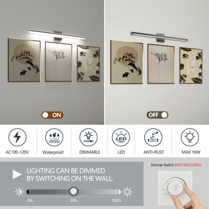 Modern LED Vanity Lights For Bathroom 32IN 16W Daylight White Chrome Light Fixtures Bathroom Lights Over Mirror Vanity Lighting Fixtures Vanity Light