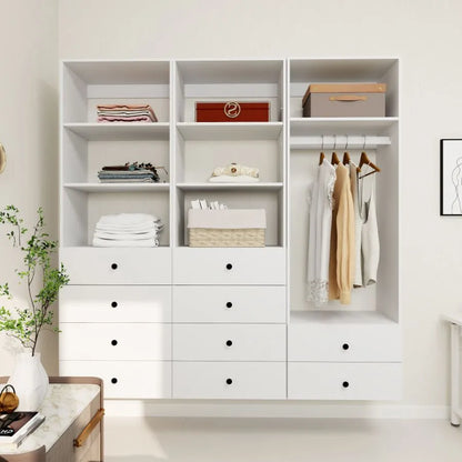 Livelylodge Modular Wardrobe Closet - Freestanding White Closet With Spacious Storage Shelves And Hanging Rods 70.86"W X 16.04"D X 70.86"H