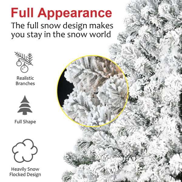 4FT Flocked Christmas Tree – Snowy PVC Artificial Holiday Tree With 233 Tips, Compact Full Shape, Sturdy Metal Stand, Christmas Tree For Home, Office, Or Apartment Decoration
