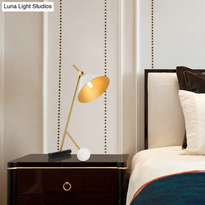 Cecilia - Sleek Minimalistic Cone Night Table Lighting Metallic 1 Bulb Bedside Nightstand Light with Bipod Base