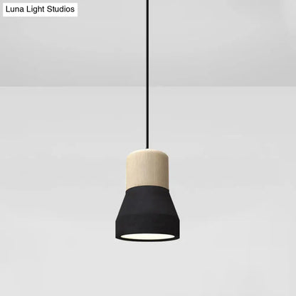 DecorBites™ Cement Bottle Small Hanging Lamp Macaron Single Red/Grey/Green Ceiling Pendant Light with Wood Top