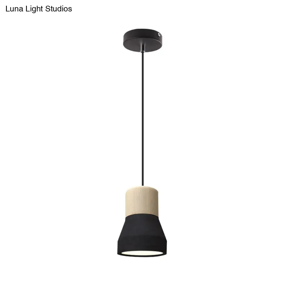 DecorBites™ Cement Bottle Small Hanging Lamp Macaron Single Red/Grey/Green Ceiling Pendant Light with Wood Top