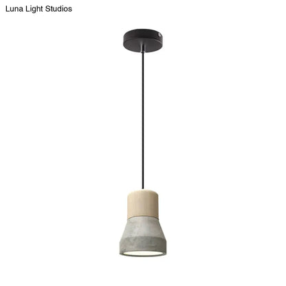 DecorBites™ Cement Bottle Small Hanging Lamp Macaron Single Red/Grey/Green Ceiling Pendant Light with Wood Top