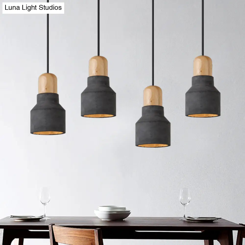 DecorBites™ Cement Bottle Small Hanging Lamp Macaron Single Red/Grey/Green Ceiling Pendant Light with Wood Top