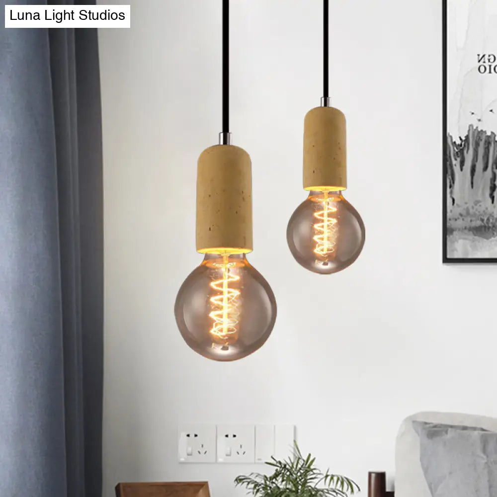 Cement Pendant Lamp - Open Bulb, Minimalist Style, 1-Light, Ideal for Cafes and Restaurants